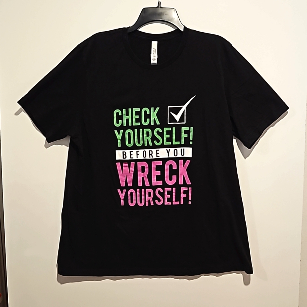 Bella Canvas 'Check yourself' statement graphic tee 2XL UNISEX advice sarcasm